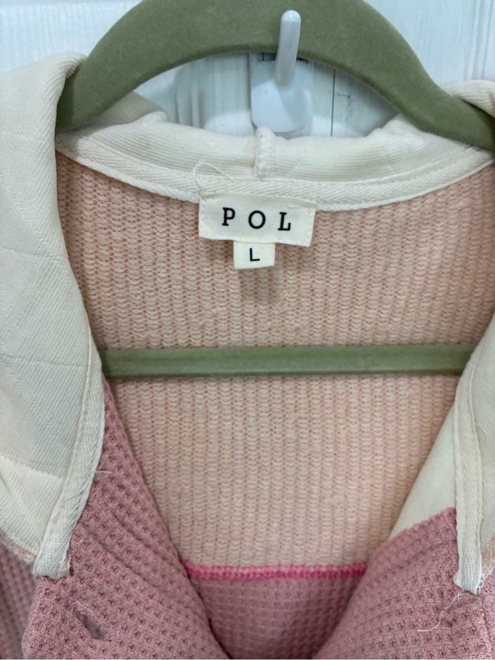 POL Pink and Cream Quilted Mixed-Knit Hooded Cardigan - Picture 7 of 9